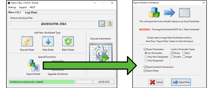 Export Model to Workbook