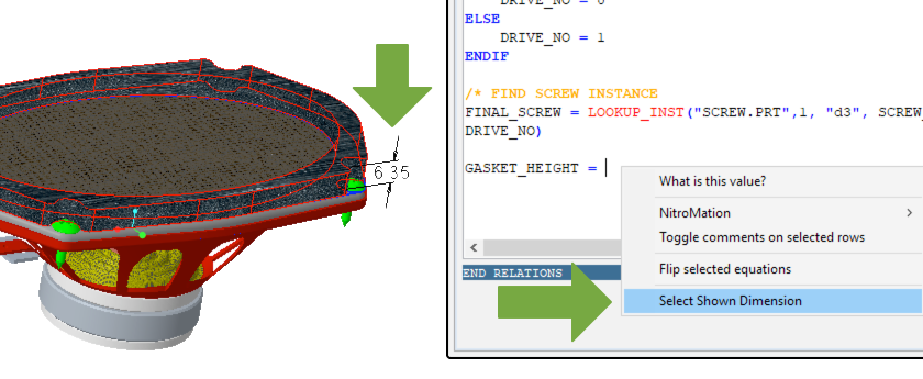 Pro/PROGRAM Dimension Selection